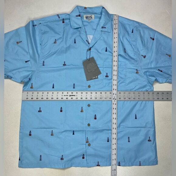 Uzzi Hawaiian All Over Lighthouse Print Shirt Men XXL Blue Short Sleeve NWT - Picture 7 of 7